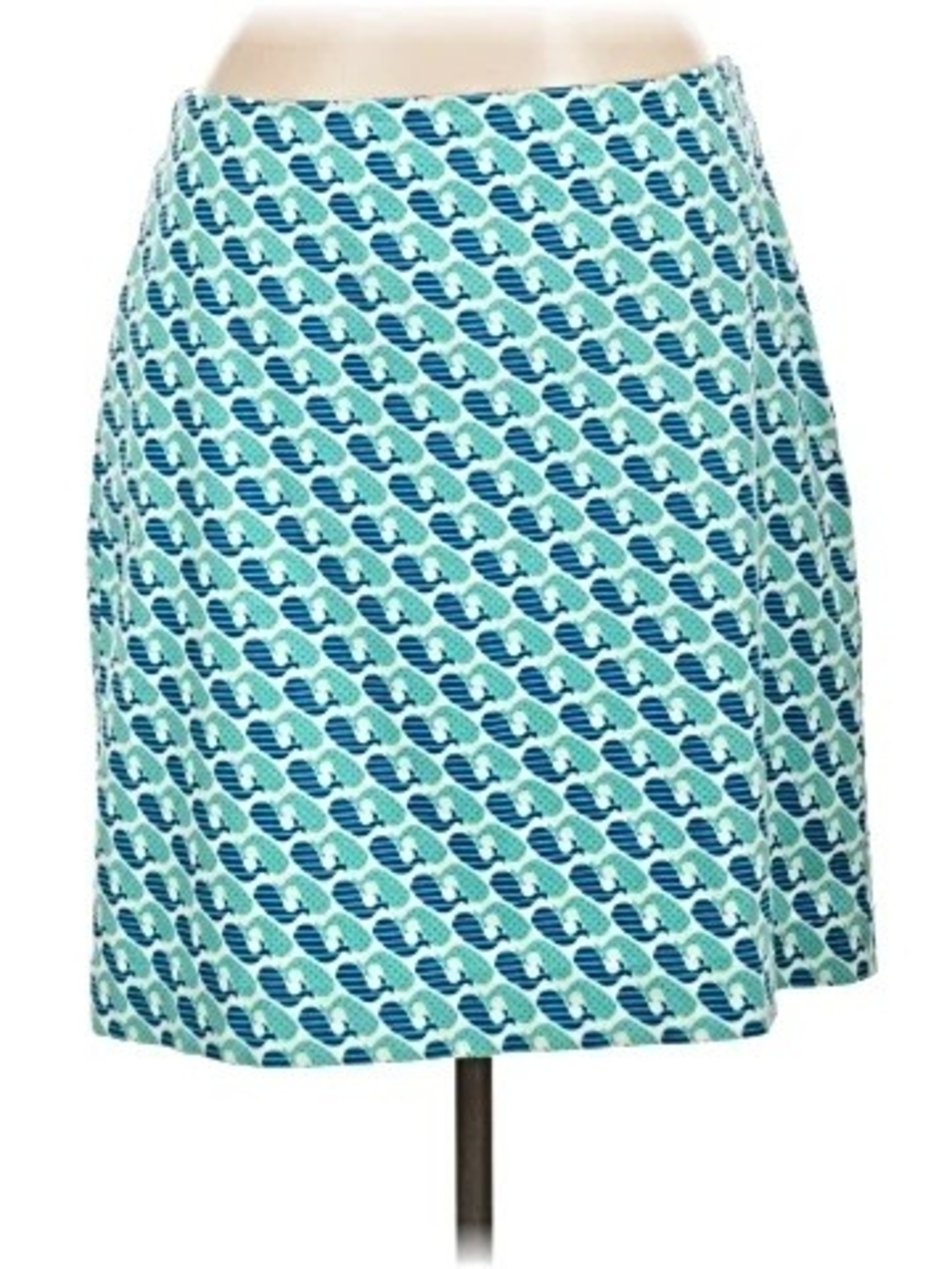 Talbots Fun Whale Print A-Line Cotton Skirt Size 16 Preppy Coastal Summer
